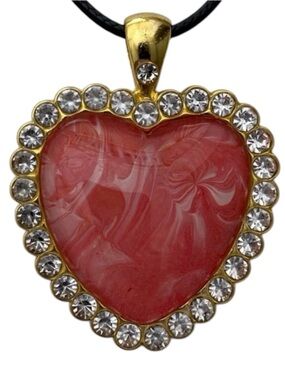 Hand Crafted Fluid Art Necklace White and Pink Heart Pendant by Svetlana Yeung